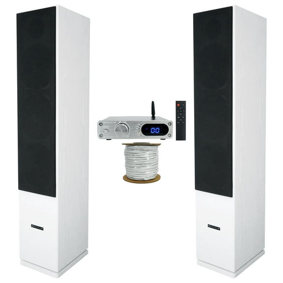 2 Rockville RockTower 64W Home Audio Tower Speakers Bluetooth Receiver Amplifier
