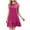 #0014-Hot Pink, variant on Aoochasliy Casual Dress Clothes Women Fashion Summer Seaside Sling Sleeveless Crew-Neck Solid Color Casual Dress