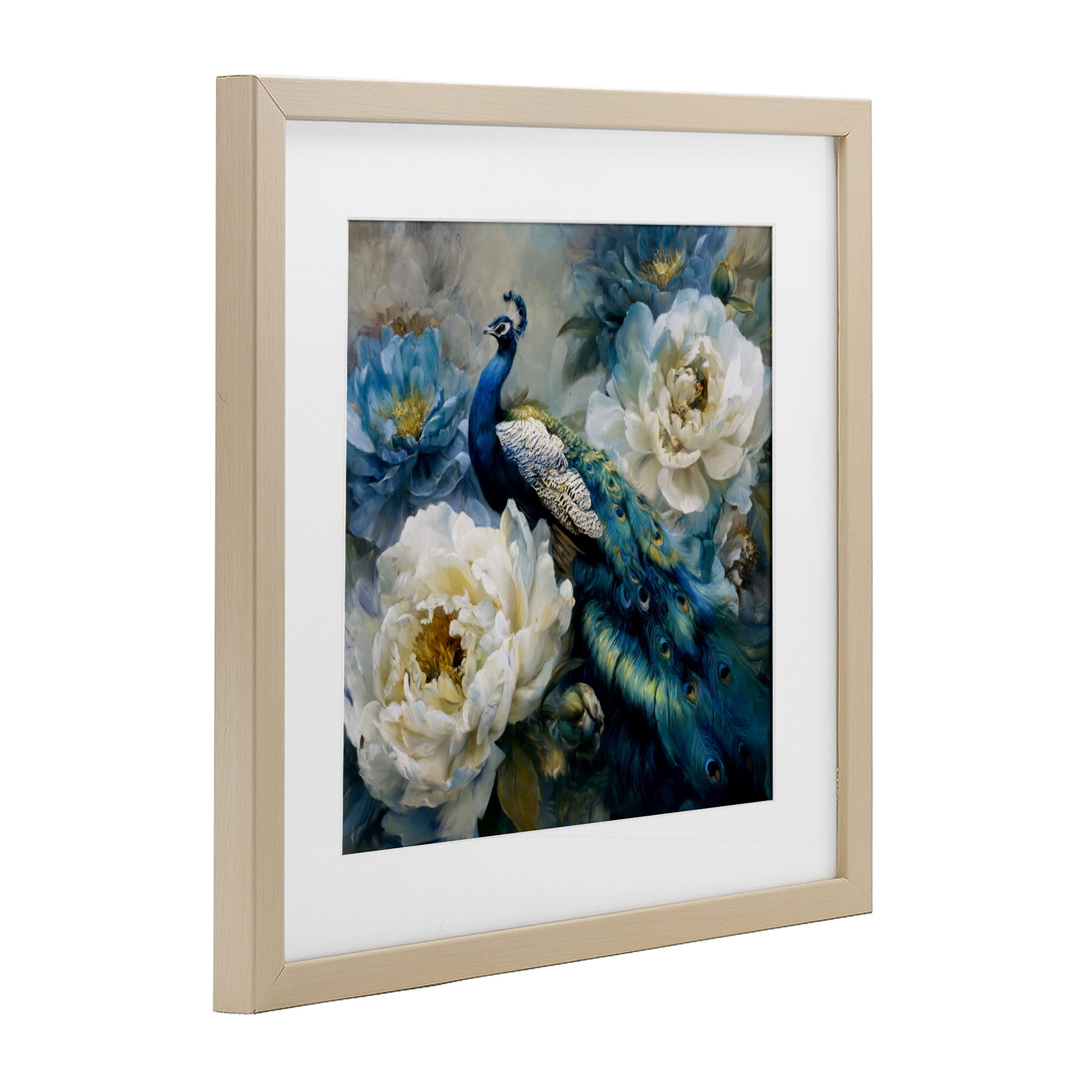 Stupell Industries Pretty Peacock with Roses Birch Framed Print Under Glass, design by Tina LeCour
