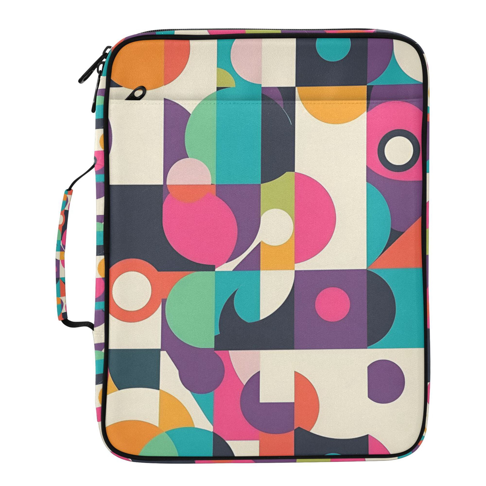 FORMRS Accordion File Folder A4 Size 7-Pocket Expanding Document Organizer Bag with 3 Ring Binder, Pink Geometric