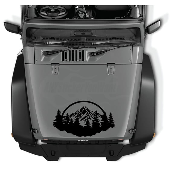 AnyStickerYouWant - Rockie Mountain Road Vinyl Hood Decal Sticker, 22" Tall Vinyl Hood Decal/Car Window Stickers Fits on & Compatible with Jeep Wrangler and Most Jeep Gladiator
