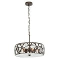 Vanity Art 5 Light Dimmable Drum Style Chandelier, Modern Hanging