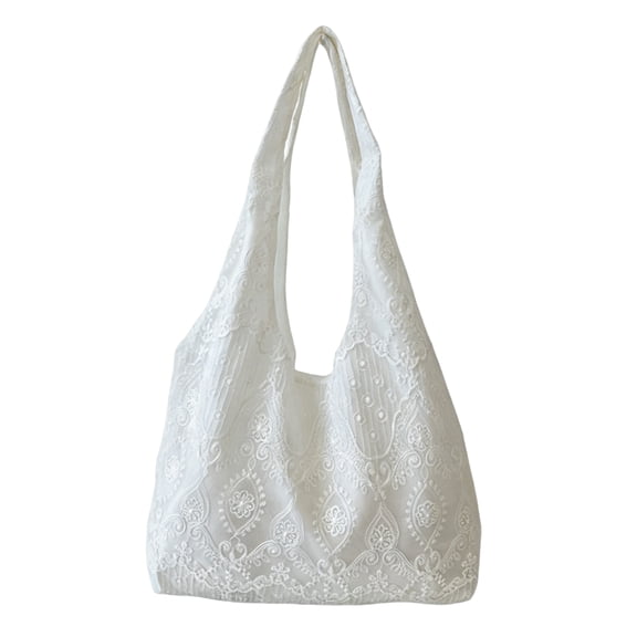 HUISZJ Lace Flower Shoulder Bag, Large Capacity Underarm Bag, Portable Commute Bag for Outdoor Travel Work, Style A