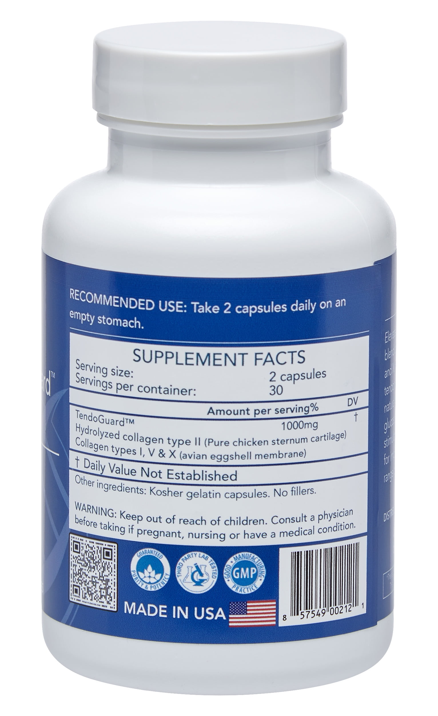 Longevity by Nature TendoGuard Joint Support Collagen Peptide Capsules, 60 Count
