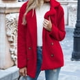 thumbnail image 2 of Abrigo de invierno de forro polar sintético para mujer, color liso, manga larga, cierre de botones, chaqueta informal para oficina, trabajo, ropa exterior, compras, citas, rojo, 4XL, 2 of 5