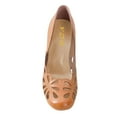 thumbnail image 4 of YDN Women Retro Round Closed Toe Flower Cutout Pumps High Heels Slip On Holiday Business Casual Dressy Shoes Size 10 Orange, 4 of 4