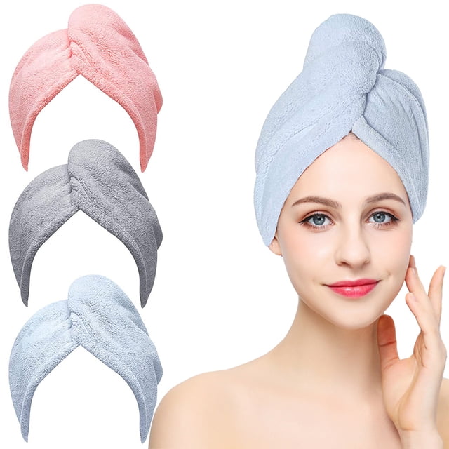 Toallas Para El Cabello Secado Toallas Para El Cabello Turbantes Para El Cabello Mojado 3 Uds sonducket AP005845-00