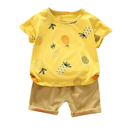 

Toddler Kids Baby Boys Girls Clothes Summer Short Sleeve Pineapple Floral T-Shirt Tops Shorts Casual 2PCS Outfits Set