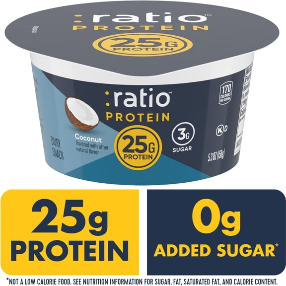 Ratio Yogurt Protein Cultured Dairy Snack, Coconut, 25g Protein, 5.3 OZ