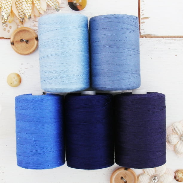 Threadart 100 Cotton Thread Set 5 Blue Tones 1000M (1100 Yards