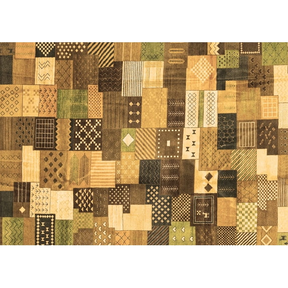 Ahgly Company Indoor Rectangle Checkered Brown Modern Area Rugs, 8' x 10'