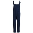 thumbnail image 4 of BONIXOOM Jumpsuits for Women Linen Pants Women Solid Mid Waisted Long Gym Love Jumpsuit Oversized Straight-Leg Chinos Navy 2XL, 4 of 9