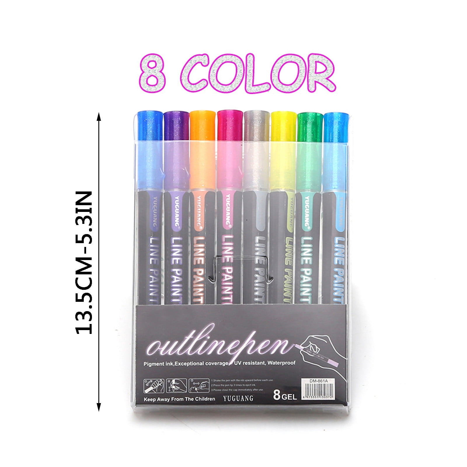 Shiny Double-Line Outline Pen Color Marker Student With Fluorescent Net Red Double Hand Account Pen（10Ml）