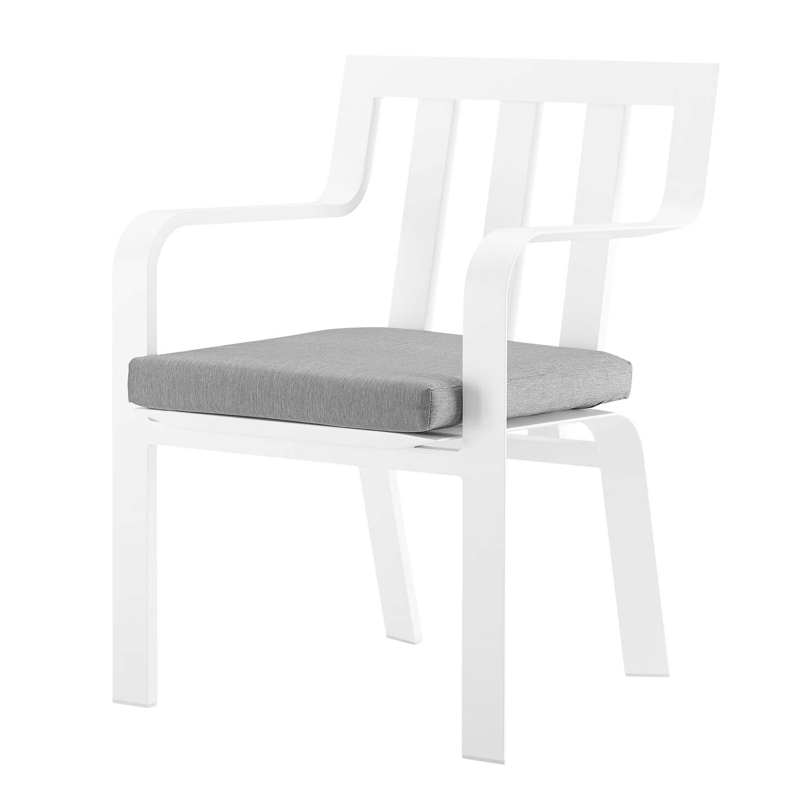 Contemporary Modern Urban Designer Outdoor Patio Balcony Garden Furniture Side Dining Armchair Chair, Fabric Aluminum, White Grey Gray - image 1 of 6