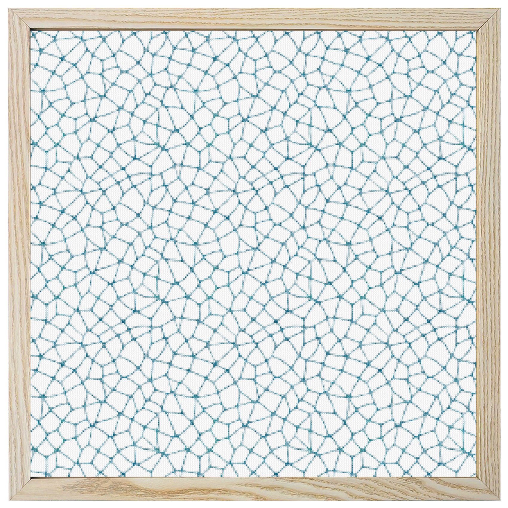 Diamond Painting Kits Teal Blue Cracked Graphic 5D Diamond Painting Dots Gem Craft Framed Canvas Abstract Mosaic Network Full Drill Diamond Art Paintings for Living Room Wall Decor 12x12 Inch