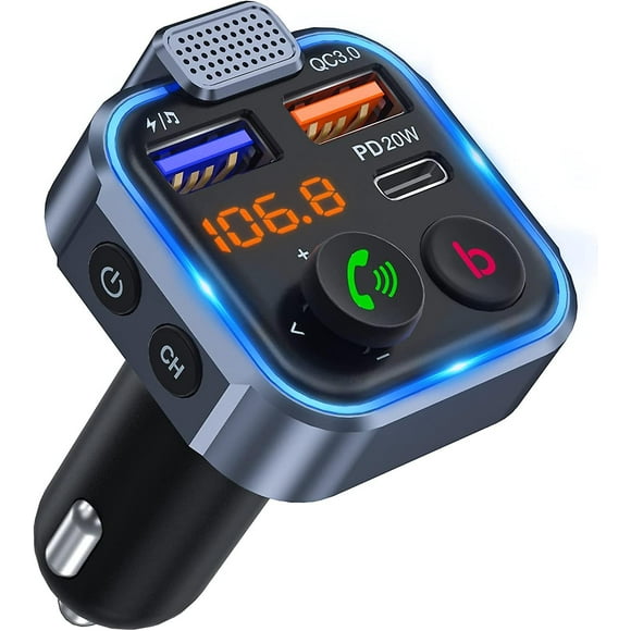 Car Fm Transmitter, Wireless Bluetooth 5.0 Radio Adapter Car Kit, Pd3.0 Type C 20w+qc3.0 Car Fast Charge