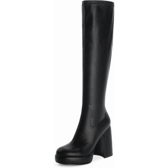 The Chunky heel Boot: Women's Knee-High Platform Boot with a Square Toe & Easy wear