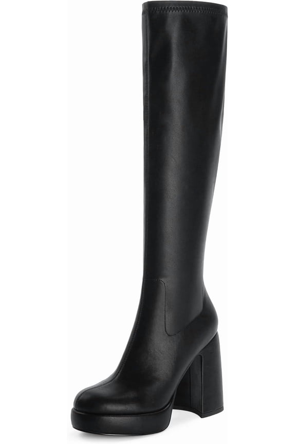 The Chunky heel Boot: Women's Knee-High Platform Boot with a Square Toe & Easy wear