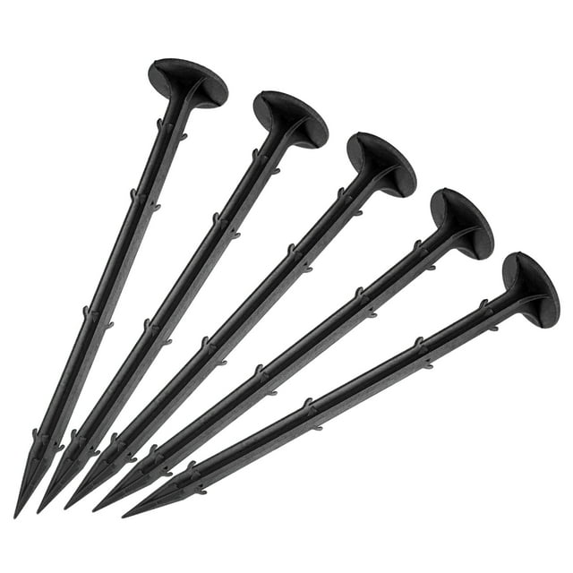 Unique Bargains 20cm/8 Inch Plastic Garden Stakes Landscape Spikes Black 50 Pack
