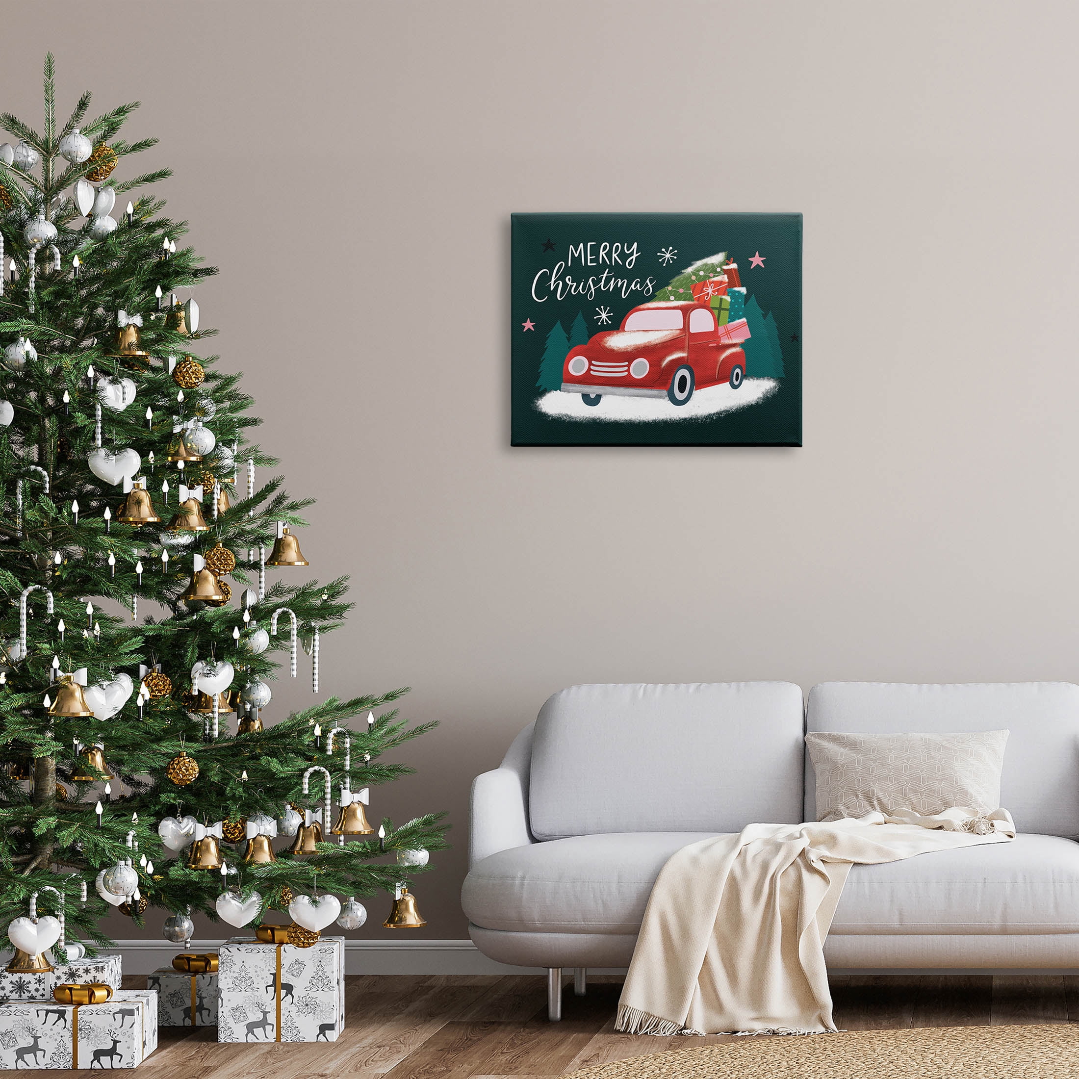 Merry Christmas Gifts Truckload Holiday Graphic Art Gallery Wrapped Canvas Print Wall Art