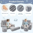 thumbnail image 4 of Kids Play Couch, Caveen 14Pcs Modular Kids Play Sofa,Glow in the Dark Toddler Play Couch for Playroom,Gray, 4 of 12