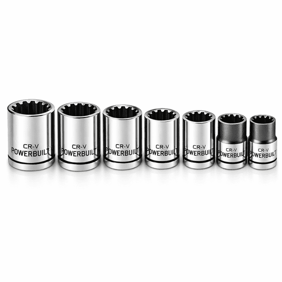 Powerbuilt 7 Piece 3/8 Inch Drive Universal Socket Set with Tray - 642054