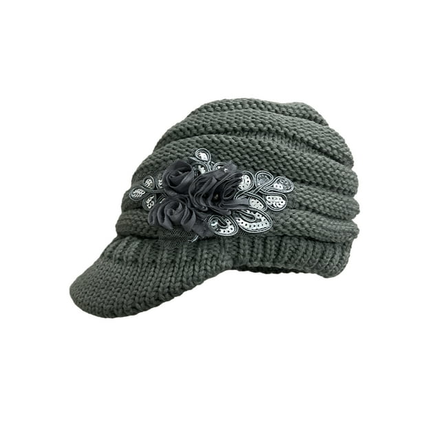 Minnieouse Gorros tejidos a la moda con protectores para los oídos gorros tejidos gris