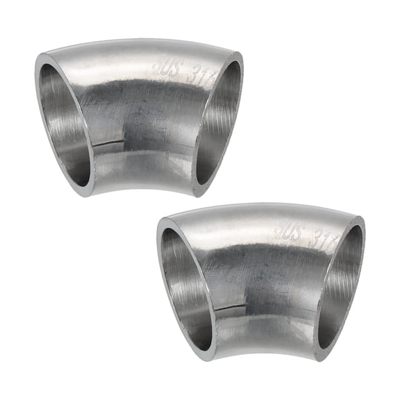 2pcs 45 Degree Mandrel Bend Elbow, 1 Inch OD Steel Exhaust Elbow Exhaust Piping Connector 316 Stainless Steel