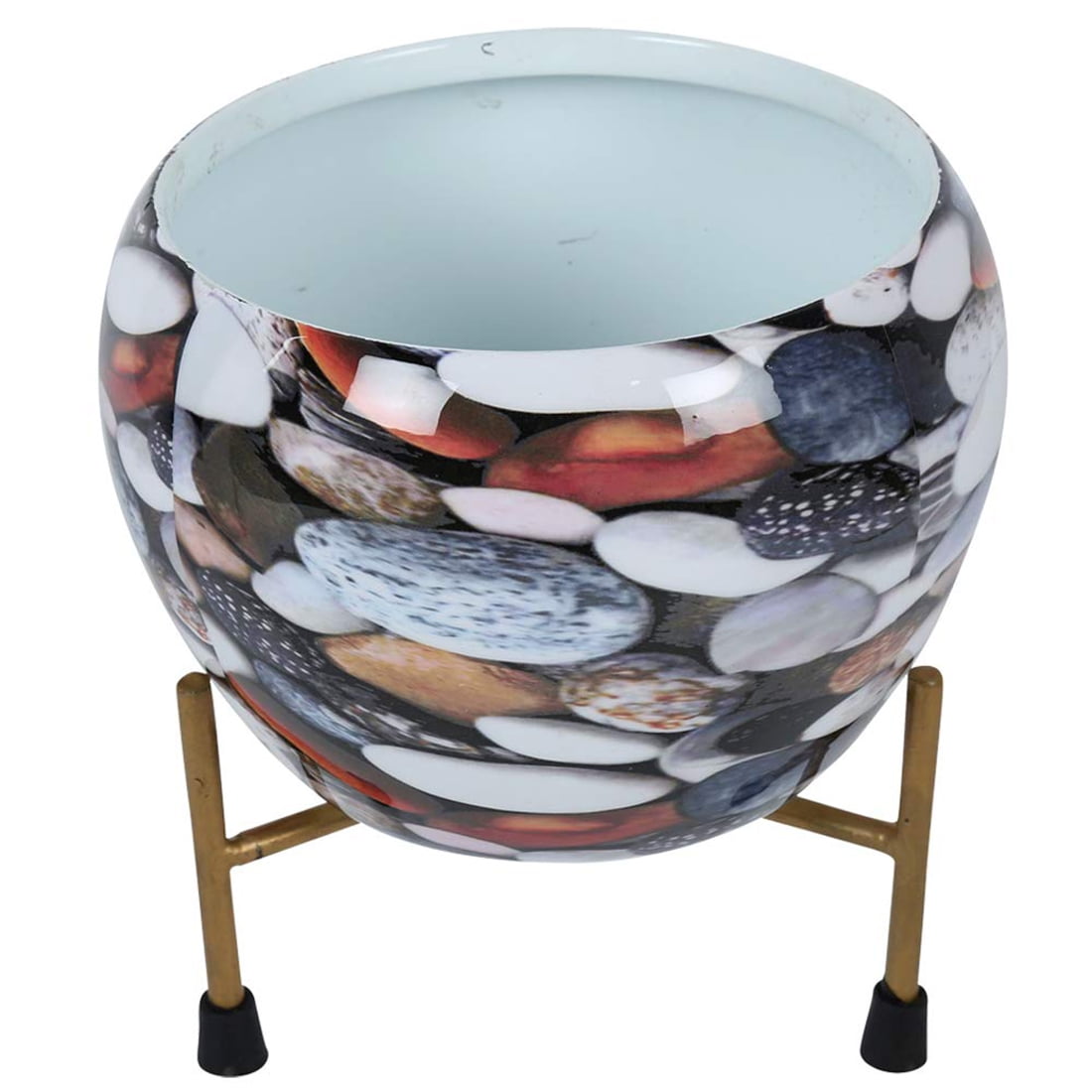 Kraft Seeds Decorative Metal Planter with Tripod Stand (Marble Print