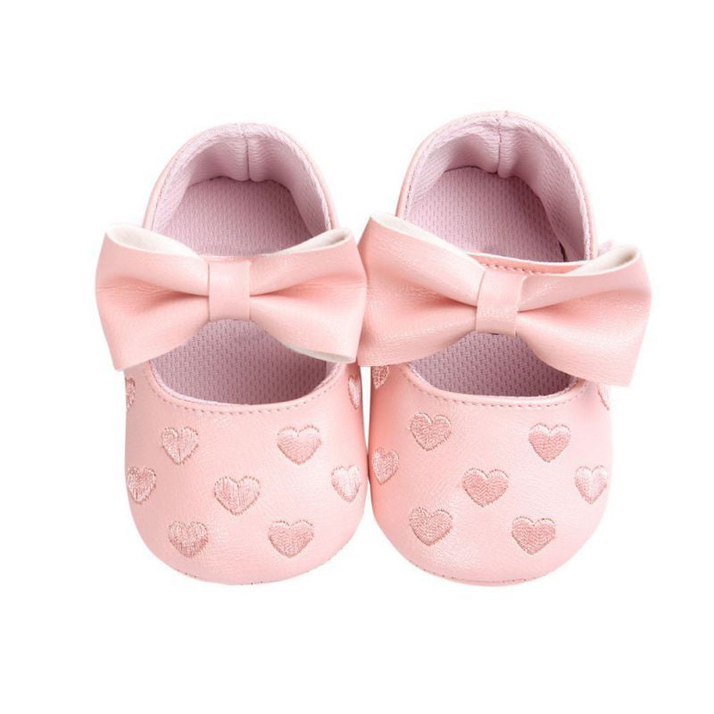 Newborn Baby Girl Bowknot Anti-slip Soft Leater Shoes Sneaker First Walkers NEW 