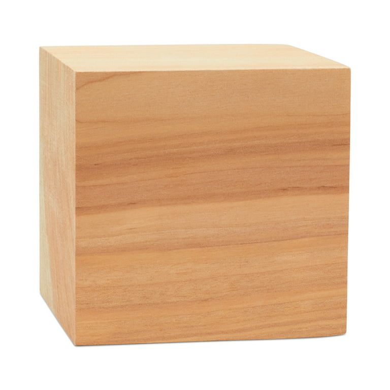 Unfinished Wood Cubes 3 inch, Pack of 4 Large Wooden Cubes for