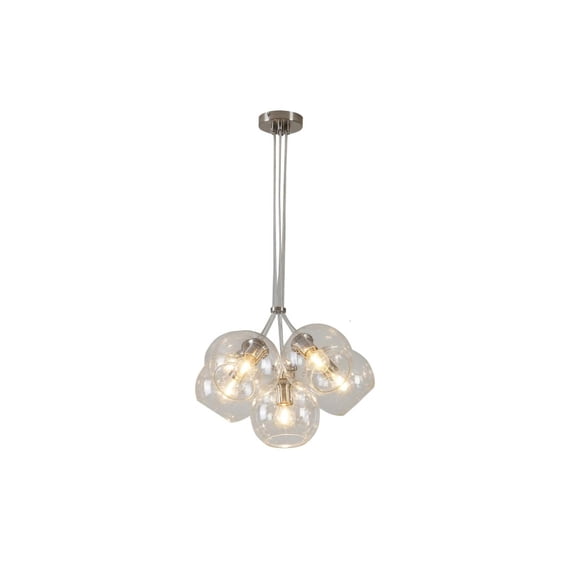 Design Living 7-Light Satin Nickel Chandelier With Droplet Clear Glass Shades