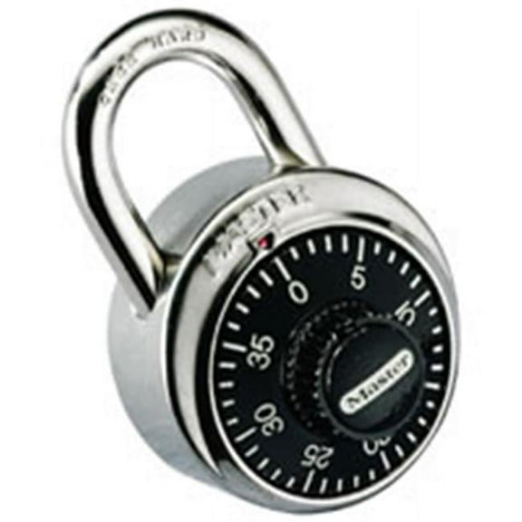 Master Lock Combination Padlock, Center, Black/Silver 1502