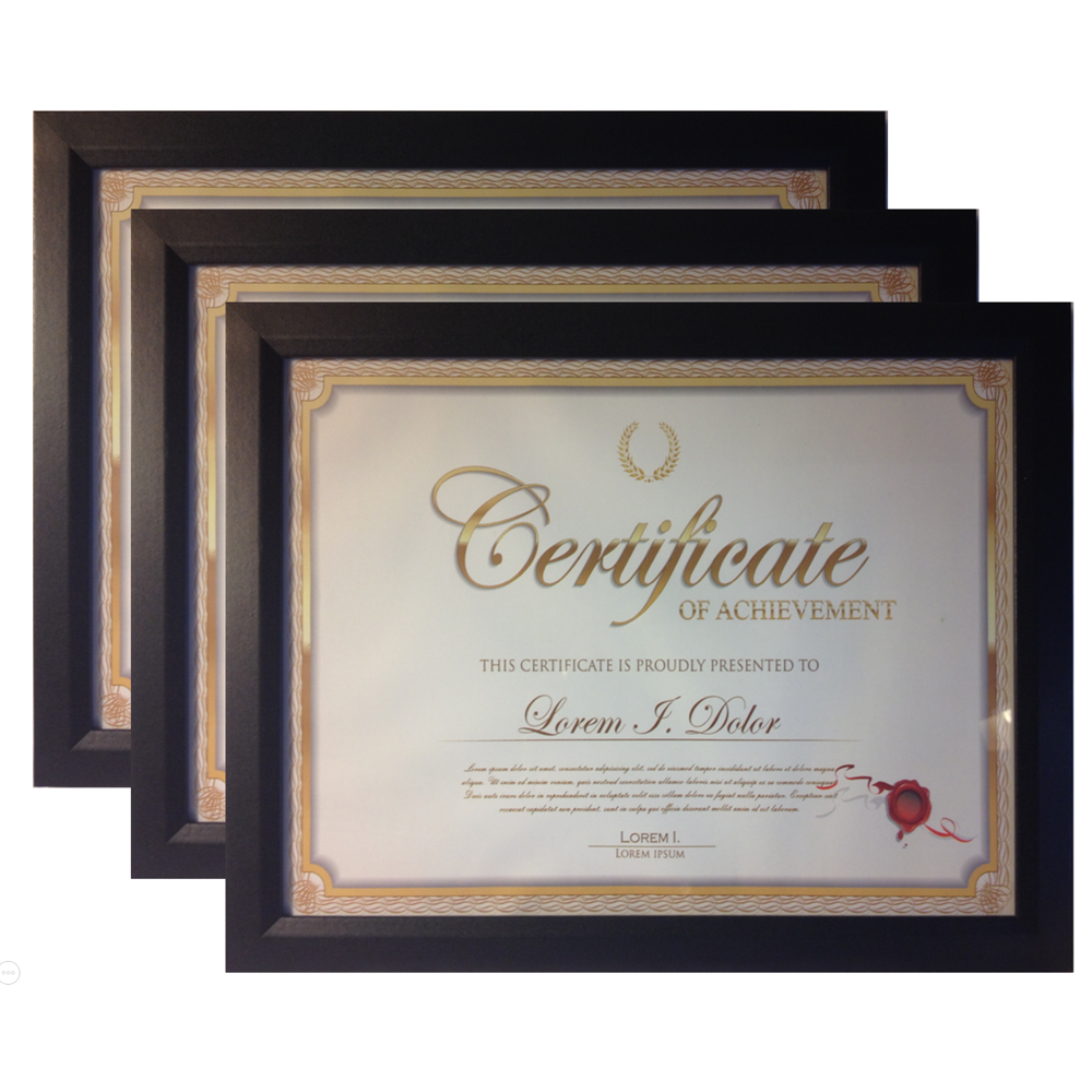 Frame Amo 8.5x11 Black Contemporary Wood Certificate Frame, Flat Border