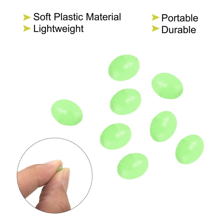 Uxcell 8x5mm Oval Soft Plastic Luminous Glow Fishing Beads Tackle Tool  Green 200 Pieces