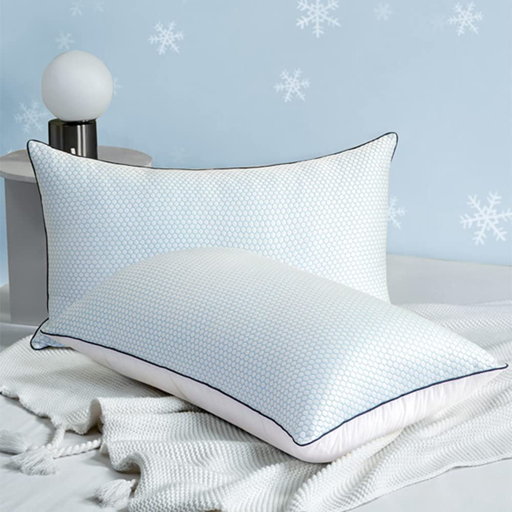 LBRO2M 2PC Cooling Bed Pillows, Breathable Down Alternative Pillow with