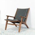 thumbnail image 2 of Chaise Longue en Cuir Véritable Margot Mid-Century Tigt Back en Noir, 2 of 7