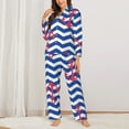 thumbnail image 3 of Bingfone Womens Pajama Sets Nautical Anchors Print,Long Sleeve Loungewear Pajamas Set-Large, 3 of 9