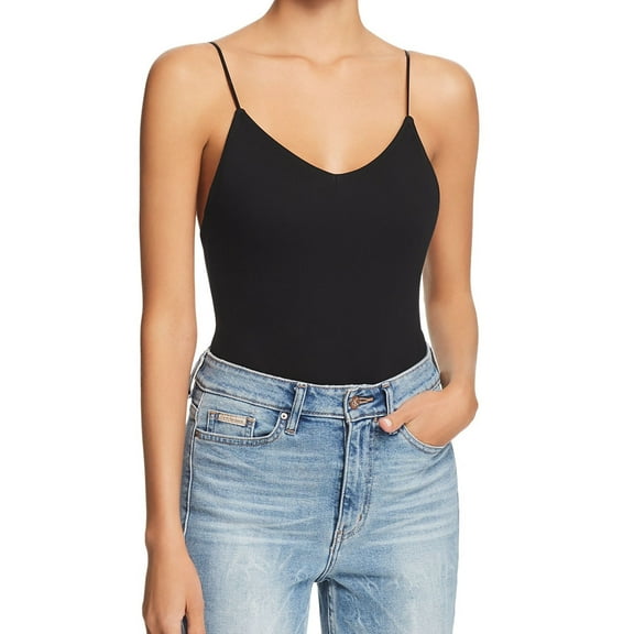 French Connection Womens Open Back Bodysuit Jumpsuit, Black, Small