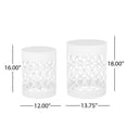 thumbnail image 4 of Oufan Outdoor Side Table Set of 2, Decorative Garden Stool for Patio Heavy Duty Metal Frame Accent Table Modern End Table, White, 4 of 7
