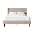 thumbnail image 2 of Castle Place Modern Wingback Corduroy Velvet Upholstered King Platform Bed, Light Pink, 2 of 11