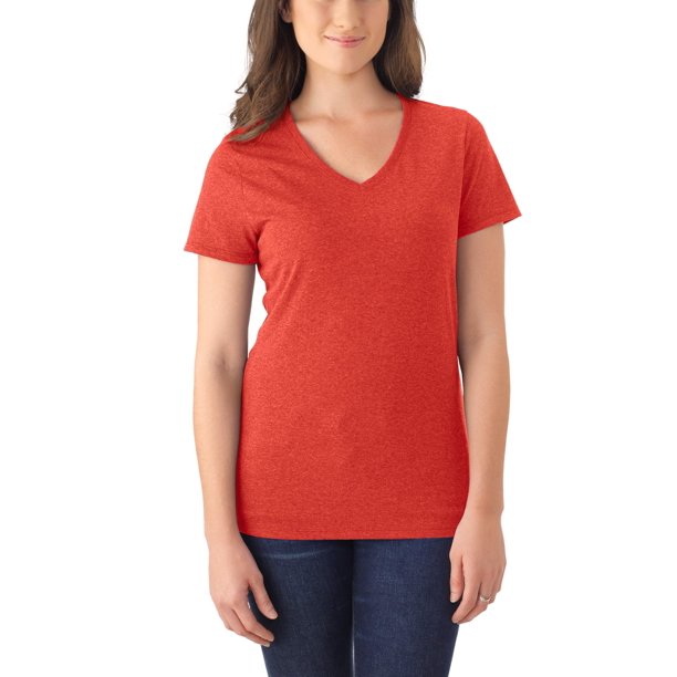 JERZEES Ladies’ Soft Triblend V Neck T Shirt, 2 Pack