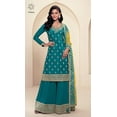 thumbnail image 4 of Sangeet Function Wear Pakistani Designer Shalwar Kameez Dress Indian Plazzo Suits ( Teal Blue, S - 38 ), 4 of 6