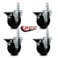 thumbnail image 2 of 4 Inch Soft Rubber Wheel Swivel 3/4 Inch Square Stem Caster Set with Brake SCC, 2 of 2