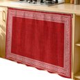 thumbnail image 2 of Red Geometric Cabinet Curtains 35"W x 35"L, White Greek Key Design Burlap Modern Art Sink Skirt for Bathroom Kitchen Self Adhesive, Desk Privacy Short Curtain for Under Sink Classroom Closet, 2 of 9
