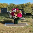 thumbnail image 3 of Sympathy Silks Artificial Cemetery Flowers Plum Peony and White Hydrangea Potted Silk, 3 of 5