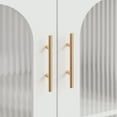 thumbnail image 4 of Armoire de Rangement d'Entrée Moderne - Buffet Blanc de 40 Pieds', Portes en Verre Trempé, Étagères Réglables à 2 Niveaux, Rangement Ouvert, Design Arqué, Poignée en Métal-Organisateur pour Salle à Manger-Fer Blanc+planche de Bois Blanche, 4 of 8
