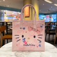 thumbnail image 1 of Bolsos de mano Kawaii Hello Kitty Sanrio para mujer y niña, bolso de hombro de cuero sintético con estampado de leopardo rosa, gran capacidad, 1 of 4