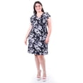 thumbnail image 1 of Vestido floreado cintura smock Roman Fashion /Tallas Extras, 8867X (Negro flor) negro 38, 1 of 5