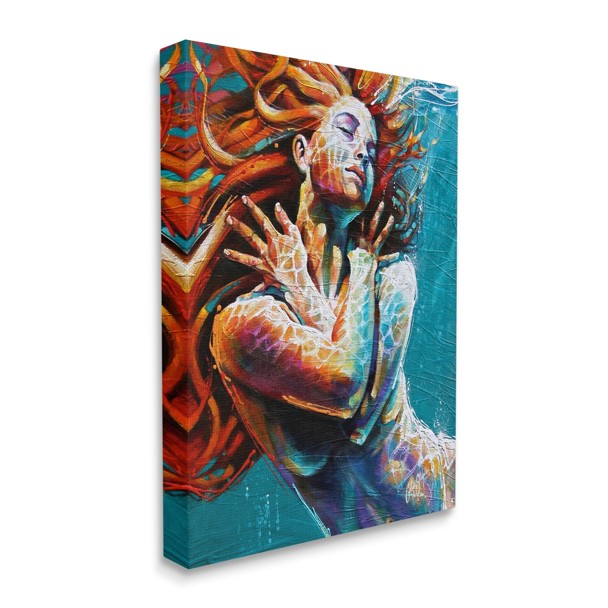 Stupell Industries Beautiful Vivid Woman Underwater Swimming Flowing Hair Canvas Wall Art, 24 x 30, Design by Colin John Staples